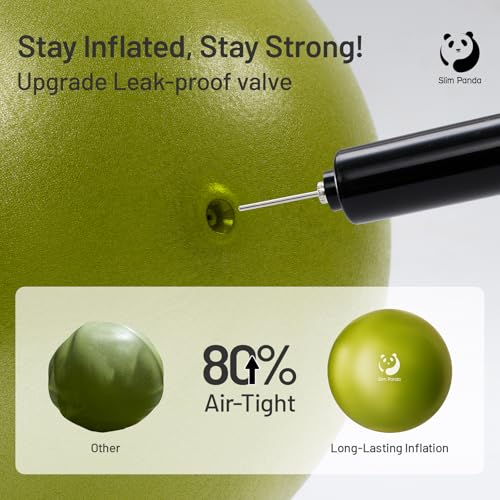 Slim Panda 9 Inch Pilates Ball - Anti-Burst Mini Yoga Ball with Needle Valve Pump - Small Exercise Core Ball for Barre, Stability & Physical Therapy - color: Black+Olive Green
