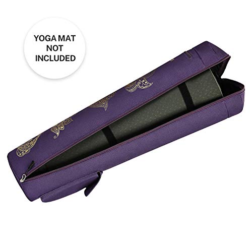 Gonex Yoga Mat Bag with Full-Zip Design, Fits Most Mats | 600D Oxford Fabric, Wet Pocket, Front Zip Pocket, Adjustable Strap, Fits Mats up to 26" - color: Purple