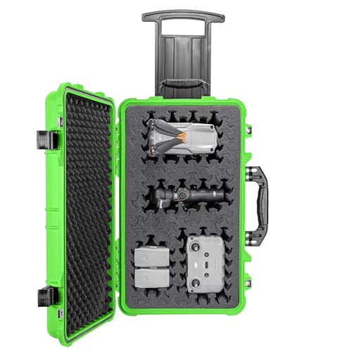 Eylar 22" Carry-On Roller Hard Case With Ragar Reconfigurable & Reusable XP Crosslink Foam, Waterproof, Shockproof For Equipment, Drones And Cameras, TSA Standard (2 Ragar Layers) (Neon Green) - color: Neon Green