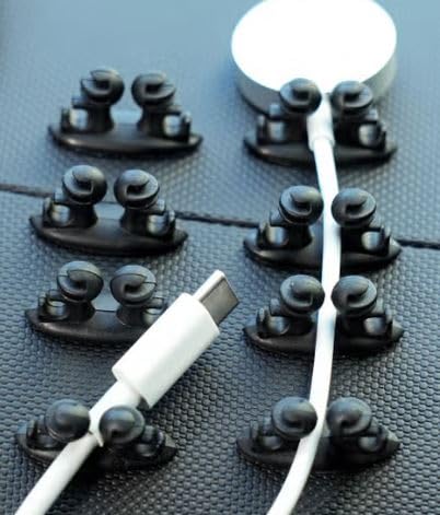 Car Organizer Bundle – 4-Pack Headrest Hooks & 8-Pack Cable Organizer Clips, Backseat Bag Hangers & Cord Management Set
