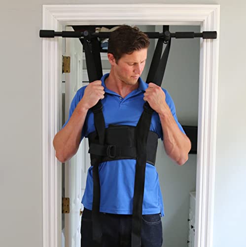 Sit and Decompress Back Stretcher with Pull Up Bar 3 Minutes A Day Lumbar Traction Spinal Decompression - (Large Harness) - size: Large