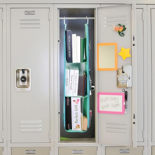 Locker Organizer with Hooks & Shelf, Unibody Steel Frame for Sag-Free Use in School, Gym, Work, Adjustable Storage Solution for Full/Half Lockers (PURPLE)