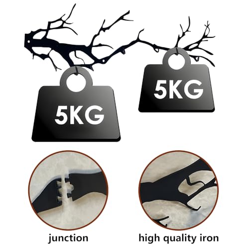 Wall Mounted Coat Hooks - Tree Branch Design with 8 Hooks, Heavy Duty Metal Coat Rack for Wall, Decorative Towel Hooks for Bathroom, Bedroom, Kitchen, Entryway - Black Artistic Hook Rack
