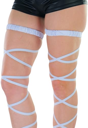 ToBeInStyle Women's Leg Wraps Ravewear Dancewear Elastic Straps Party Garter Music Festivals Costume Accessory Thigh High - color: Elastic Garter Wrap - White, size: One Size