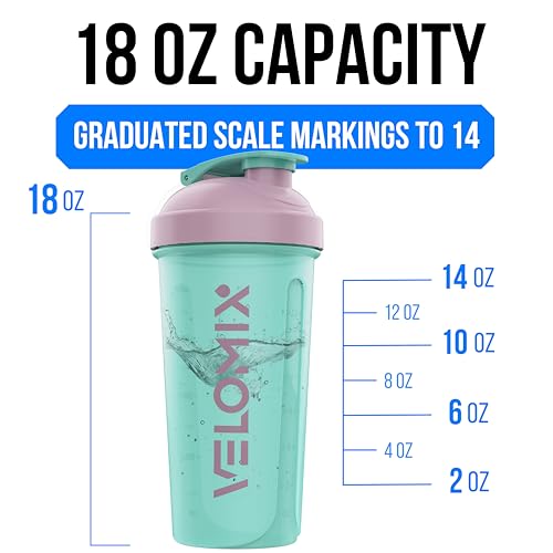 VELOMIX 3 Pack 14 oz Protein Shaker Bottle for Mixes - 3 Wire Whisk Balls | Stackable Leak Proof Cups | Dishwasher Safe, BPA-Free (Mixed Colors) - color: Mixed Colors