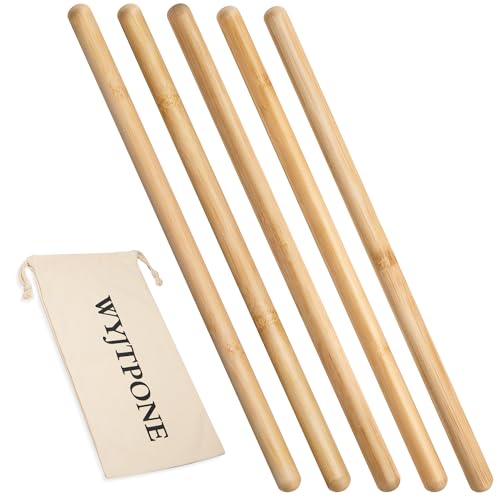 Bamboo Massage Sticks,Guasha Massage Roller Tool for Body Shaping & Relaxing Muscles 5pcs (0.59Inch*15Inch) - size: 0.59Inch*15 Inch