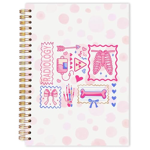 Radiology Tech Gifts Spiral Notebook 5.5x8.3 in, Preppy Pink X-Ray Rad Tech Nurse Medical Hardcover Notebook Journal Gifts for Women Work - color: Radiology Tech Gifts