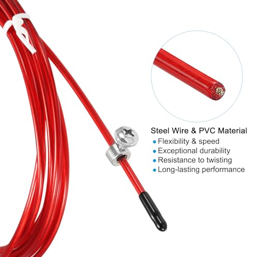 PATIKIL Speed Jump Rope Replacement Cable, Professional Skipping Rope Steel Wire Replace for High Speed Jump Ropes - color: Red