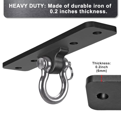 Dolibest Ceiling Mount Swing Hanger Heavy Duty Swing Set Hook for Porch Swing Hammock Chair Yoga Silk Suspension Straps Gymnastic Ring, Wall Anchor for Resistance Bands (900LB) - color: 4 Holes Ceiling Anchor With Carabiner