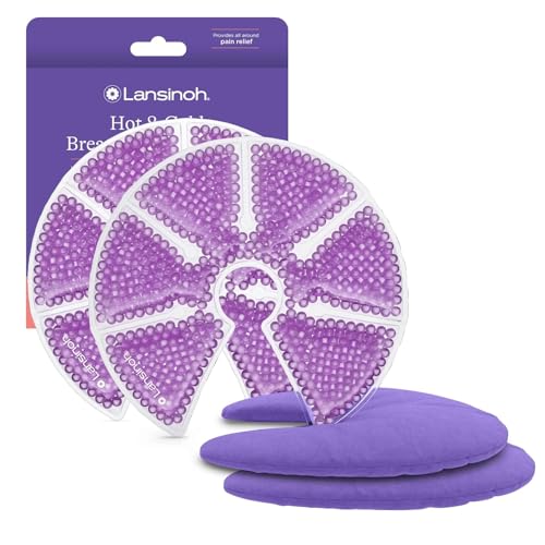 Lansinoh Breast Therapy Packs, Hot and Cold Breast-Pads with 2 Soft Covers, Postpartum Essentials for Nipple Pain Relief, Mastitis, Engorgement, Support for Breastfeeding, Pumping Aid, 2 Pack - size: 2 Count (Pack of 1)