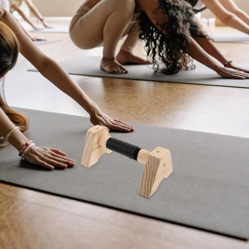 Totority 2pcs Wooden Parallettes Bars Non- Base for Push-ups and Exercise Handles for Strength Training and Calisthenics Compact Design for Home Fitness for Men and Women