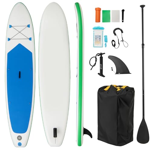 KOTEK 10FT/11FT Inflatable Paddle Board, SUP Paddleboard with Hand Pump, Safety Leash, Repair Kit, Carry Bag, Non-Slip EVA Deck, Stand Up Paddle Board for Youth & Adults - size: 11 FT, style: Sky Blue