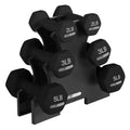 HolaHatha 1, 2 and 3 lb Neoprene Dumbbell Strength Training Weight Set with Rack - color: Black, size: 20 LB