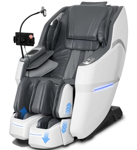 4D Massage Chair Full Body, Unique 2026 Space Walk & Ankle Stretch, Zero Gravity SL-Track Shiatsu Massage Chair Recliner with Electric Calfrest Extension & Foot Rollers, AI Voice, S002 White - color: White