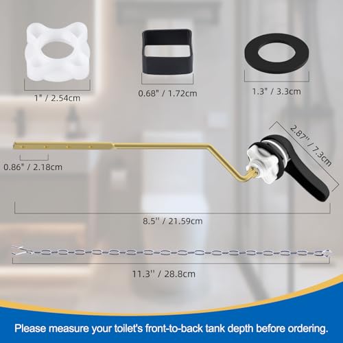 Hibbent Metal Side Mount Toilet Handle Replacement Kit, Matte Black | Upgraded Metal Flush Lever, Universal Toilet Flush Handle Fit Side Tanks, Stainless Steel Flapper Chains, 4 Adjustable Holes - color: Matte Black, style: Classic Side Mount