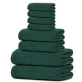 Tens Towels Pack of 8 Towels Set, 2 Extra Large Bath, 2 Hand, 4 Washcloths, 100% Cotton, Lighter Weight, Quicker to Dry, Super Absorbent, Perfect for Bathroom, Hunter Green - color: Hunter Green