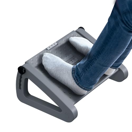 Foot Rest for Under Desk at Work - Six Heights Adjustable Under Desk Footrest - Ergonomic Foot Stools for Under Office Desks - Desks Foot Rest with Massage Rollers - Leg Rest for Chair (Gray) - color: Gray