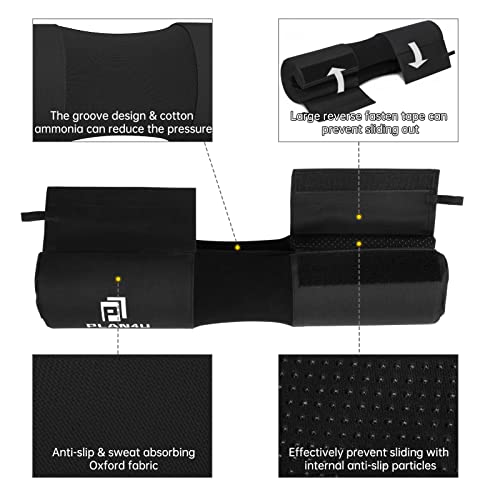 Plan4U Barbell Squat Pad for Bench Press, Bar Cushion for Women/Men | Black/Pink, Breathable, Shoulder Neck Support, Weight Lifting, Workout Foam, Hip Thrusts, Workout Sponge, Lunges, Deadlifts - color: Black