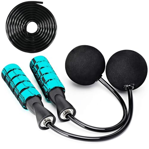 2 in 1 Jump Rope for Women Men and Kids - Tangle-Free Cordless Skipping Jump Rope with Ball Bearings and Foam Handles for Rapid Speed Fitness Workouts - color: Blue