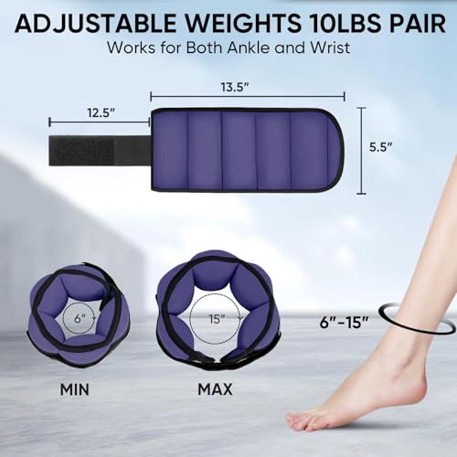 APEXUP Adjustable Ankle Weights for Women and Men, Modularized Leg Weight Straps for Yoga, Walking, Running, Aerobics, Gym, Physical Therapy - color: Purple, size: 5 lbs x2