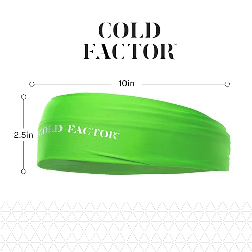 COLD FACTOR Cooling Headband for Women and Men – UPF 50+ Advanced Evaporative Comfort, Instant Cooling Sweatband for Outdoor Sports, Fitness, Yoga, Hiking, Running, and Workout - color: Lime