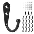 20 Pcs Key Hooks Coat Hooks for Hanging, Key Holder, Wall Mount Hook with Stainless Steel Screws, Command Hooks Utility Hangers for Key, Hat, Cup, Coat, Picture (Black) - color: Black