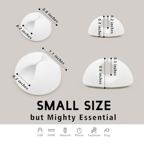 SmiLife Phone Charger Cord Holder, Mini Cable Clips Wire Organizer, Cable Management for Desk, Office and Nightstands, 9 PCS - color: White 1.1 inches + 0.8 inches