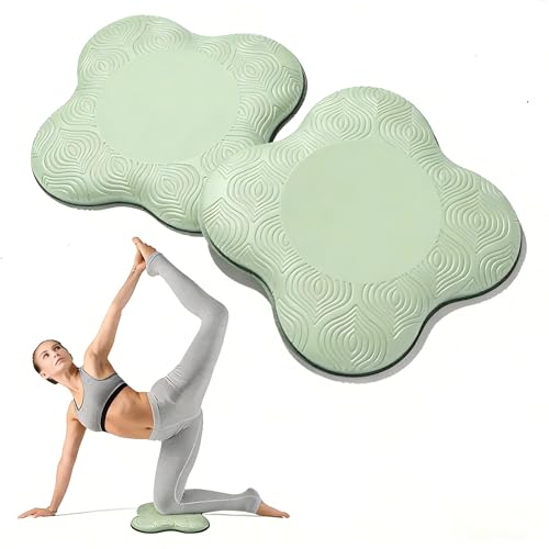 2PC Extra Thick Foam Yoga Knee Pads - Non-Slip Cushion for Knees & Elbows Ideal for Fitness Travel Meditation Kneeling Balance Floor Pilates - color: Green
