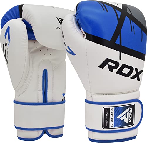RDX Boxing Gloves EGO, Sparring Muay Thai Kickboxing MMA Heavy Training Mitts, Maya Hide Leather, Ventilated, Long Support, Punching Bag Workout Pads, Men Women Adult 8 10 12 14 16 oz - color: BLUE, size: 12OZ