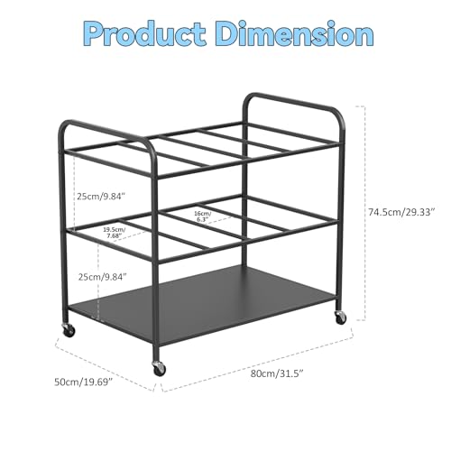 Yoga Mat Storage Rack Basket with Wheels, Home Gym Storages Rack with Wheels Workout Equipment Storage Cart, Exercise & Fitness Organizer Black