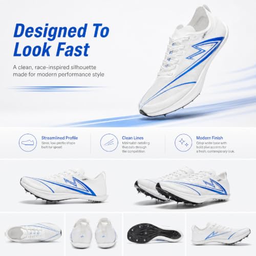 Track and Field Shoes Men Women Kids Spikes Sneakers Full-Length Carbon Plate Track Race Jumping Sneakers Girls Professional Running Track Spikes Shoes Boys - color: White, size: 4