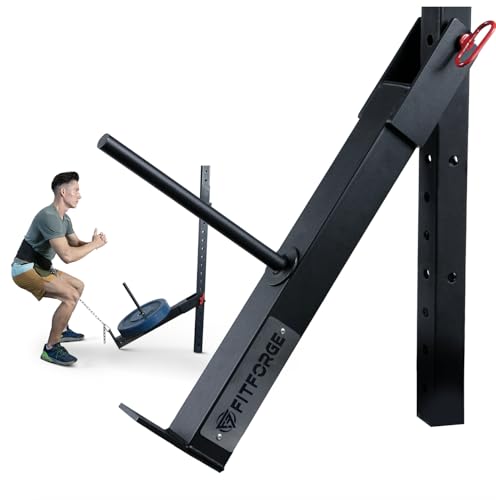 FitForge Belt Squat Attachment for Rack and Squat Belt - Space Saving Power Rack Squat Stand Attachment - Power Cage Squat Rack Add On for Home Gym, Compatible with All Hole Plates