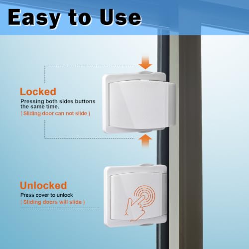 Sliding Door Lock, 2 Pack Safety Sliding Glass Door Lock for Sliding Glass Doors, Sliding Windows, Sliding Closet, etc. Adhesive Installation, Provides More Security for Your Family and Pets - size: 2 Pack