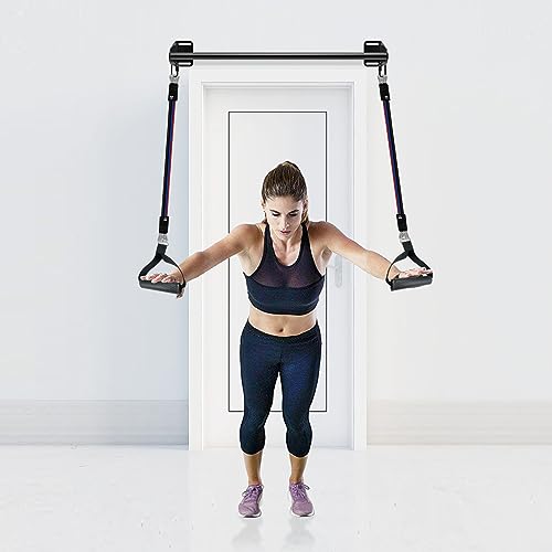 SELEWARE Fully Welded Heavy Duty Pull Up Bar Wall Mount Chin Up Bar for Doorway, Beam & Joist | Mounted Pull Up Bar with Resistance Band Hooks, Supports 440 lb Capacity