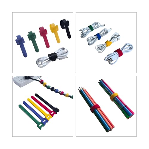 160 PCS 8 Inches Multi-Colour Reusable Cable Ties Cord Straps Multi-Purpose Wire Ties Cord Wrap Hook and Loop Organizer Cable Management,Adjustable Cord Ties for Home,Garden,Office,Data Centers - size: 8inches-160PCS