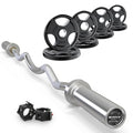 RitFit 2 Inch EZ Curl Bar with Weights, 350LBS Capacity Olympic Barbell for Bicep & Triceps, Home Gym Strength Training - style: Silver(with 85LB Weights and Collar)