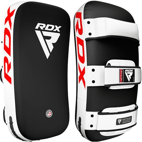 RDX Muay Thai Pad for Training, Curved Kickboxing Kicking Strike Shield, Coaching Kick Boxing, MMA, Martial Arts, Karate, Taekwondo, Punching, Foot, Knee and Elbow Target - color: White