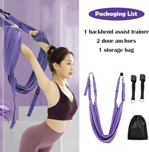Leg Stretcher Strap - Yoga Stretching Strap,Yoga Door Swing,Backbend Training Rope with Door Anchor, Flexibility Trainer Stretching Equipment Assist Stretch Strap for Fitness Gymnastics Dance Aerial Ballet (purple) - color: purple.
