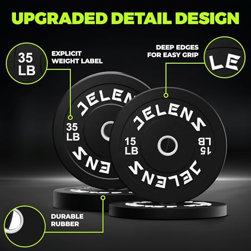 JELENS 7FT Bar Olympic Barbell, 1000lb Capacity Weight Bar for Strength Training, 2 Inch Strength Training Bar With Knurled Grip for Squats, Deadlifts, Presses, Rows, Curls - size: 7FT Olympic Barbell with 230 LB Black Plates