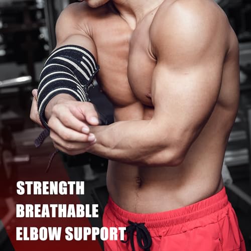 MANUEKLEAR Elbow Sleeves for Weightlifting, Adjustable Elbow Wraps for Weightlifting (M(9.4"-11")) - size: M(9.4"-11")
