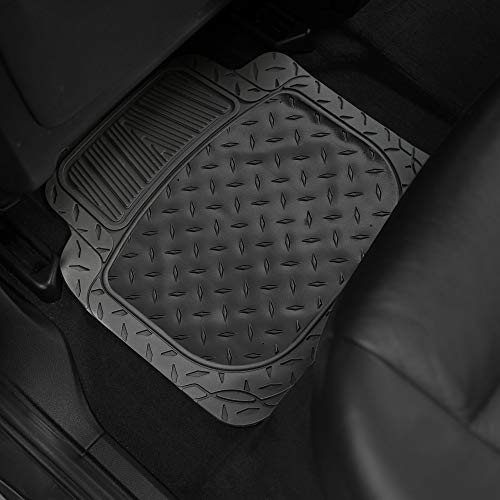 FH Group Automotive Floor Mats - Heavy-Duty Metallic Rubber Floor Mats for Cars, Universal Fit Full Set, Climaproof Floor Mats, Trimmable Floor Mats for Most Sedan, SUV, Truck Floor Mats Black - color: Black