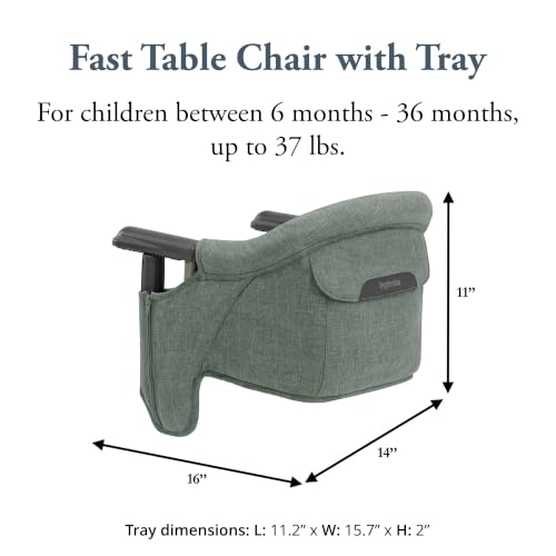 Inglesina Fast Table Chair - Pine Green Melange + Fast Dining Tray - Portable Baby High Chair - for Babies & Toddlers up to 37 lbs - Fits Tables 0.8'' to 3.5'' Thick - Compact - Travel Bag Included - color: Pine Green Melange, style: Chair with tray