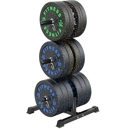 HANDBODE Weight Plate Rack with Barbell Storage, 1100 lbs Capacity | 6-Peg Vertical Holder for 1- or 2-Inch Plates, Heavy-Duty Organizer for Home Gym - style: 530 LB - Set with Rack