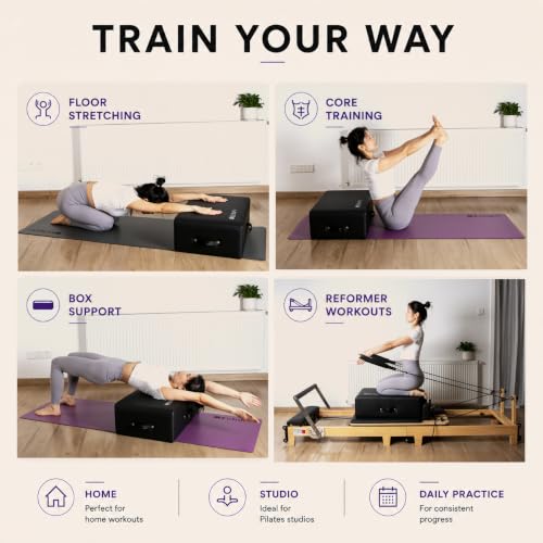 Pilates Sitting Box for Pilates Reformer by EchoMe, Box Pilates Reformer for Home Gym,Professional Studio Use,and Strength Exercises,Pilates Reformer Accessory for Pilates Exercises
