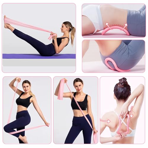 Pilates Ring and Ball Set, 6 Pcs Home Pilates Kit with 13” Circle Circle Yoga Ring 3 Resistance Bands 9.8” Pilates Ball Pilates Grip Socks, Pilates Essential Kit for Women Girl Home Workouts - size: 13 PCS