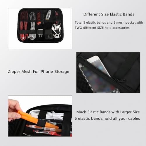 MATEIN Cord Organizer Bag, Travel Universal Cable Organizer Case Sturdy Accessories Pouch with Handle, Medium Electronic Carrying Bag for Cable, Grey - color: Grey, size: Medium