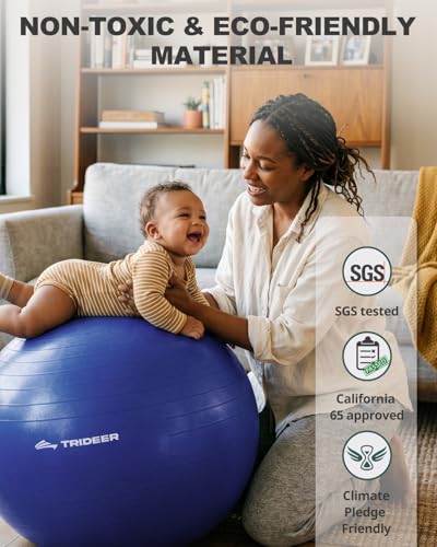 Trideer Yoga Ball for Exercise, Pilates, Core & Balance Training, Stability Ball for Pregnancy & Birthing Prep, Physical Therapy, Daily Stretching, Office Chair for Active Sitting, Quick Pump Included - color: Indigo, size: XL(27-30ines/68-75cm)