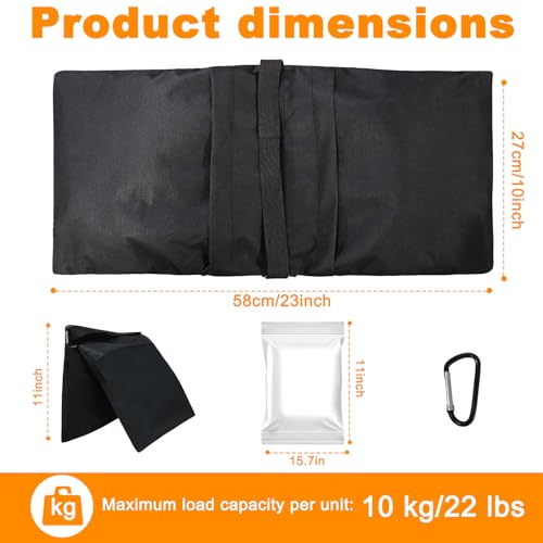 Photography Sandbag Set of 4,Weight Bags for Light Stand Photography Video Equipment,Tent Sand Bags，Heavy Duty Weight Bags for Canopy Weights,Light Tripod, Camping Chair - size: 23''x10''(4pcs)