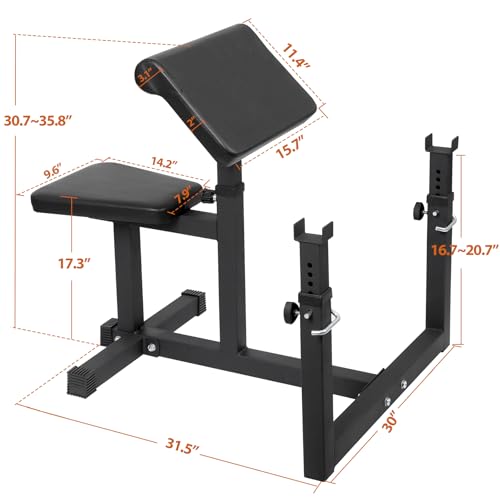 HSM Preacher Curl Weight Bench Max load 450lbs Strength Training Seated Arm Isolated Barbell Dumbbell Biceps Station Home Gym