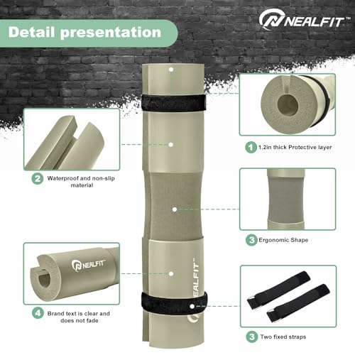 NEALFIT Barbell Pad Squat Pad for Squats—Squat Bar Pad—Great for Weightlifting,Lunges and Hip Thrusts—Foam Sponge Pad—Fit Standard and Olympic Bars Perfectly - color: Milk Tea